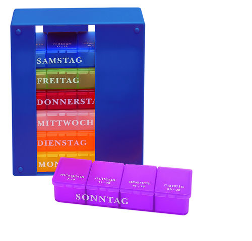 Wochen-Medikamentendispenser - 7x4 - Box in 9 Farben wählbar